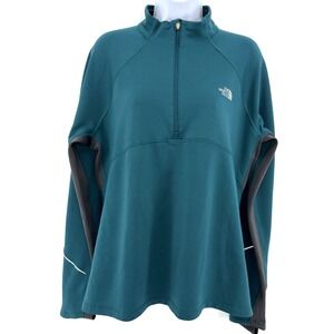 The North Face Women's XL Flight Series 1/2 Zip Teal Gray Pullover Hand Warmers